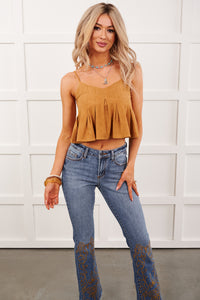 Southern Grace Faux Suede Pleated Set (Camel) - NanaMacs