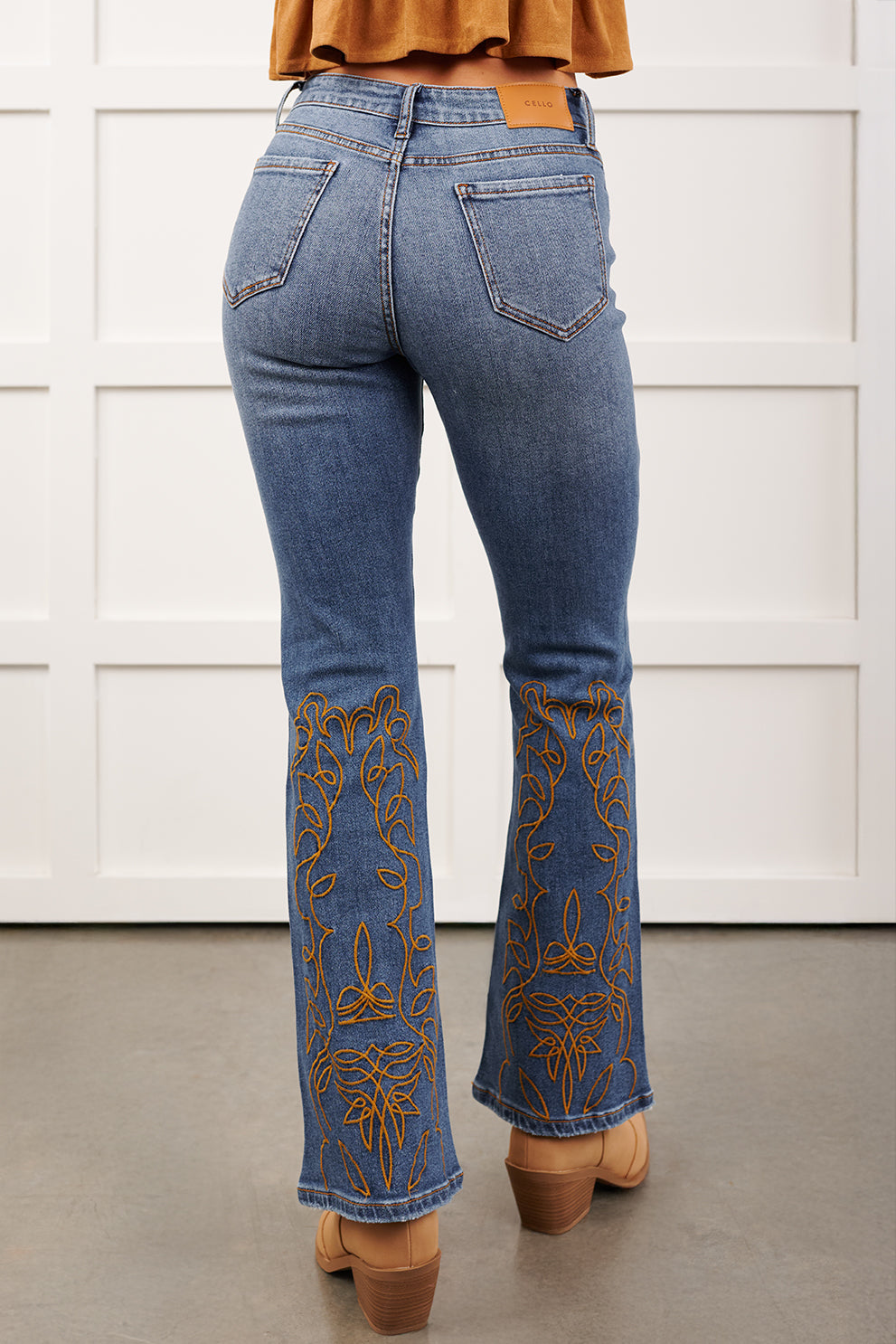 Leland Embroidered Flare Cello Jeans (Medium) · NanaMacs
