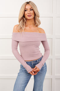 Risk It All Off-The Shoulder Ribbed Top (Elderberry)