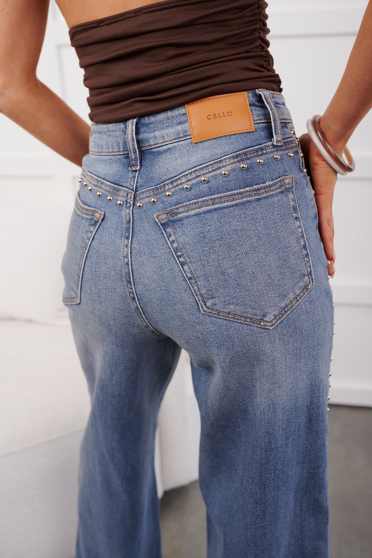 Kaylee High Rise Stud Detailed Cello Jeans (Medium) · NanaMacs