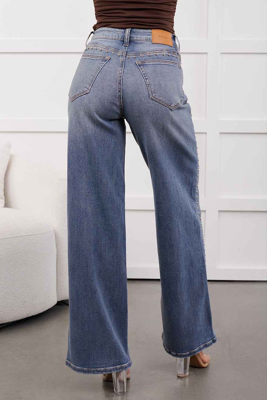 Kaylee High Rise Stud Detailed Cello Jeans (Medium)