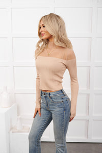 Sparrow Mesh Yoke Top (Sesame) - NanaMacs