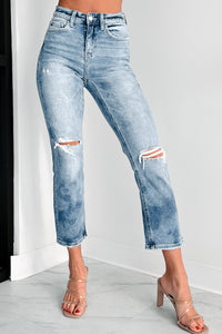 DOORBUSTER Minda Mid-Rise Distressed Flying Monkey Crop Straight Jeans (Medium) - NanaMacs