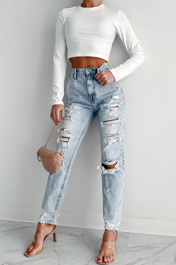 Ain't Gonna Lie High Rise Distressed Baggy Kancan Jeans (Light) - NanaMacs