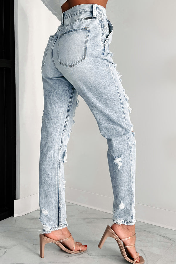 Ain't Gonna Lie High Rise Distressed Baggy Kancan Jeans (Light) - NanaMacs