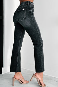 Anneith High Rise Sneak Peek Straight Leg Jeans (Grey) - NanaMacs