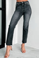 Anneith High Rise Sneak Peek Straight Leg Jeans (Grey) - NanaMacs