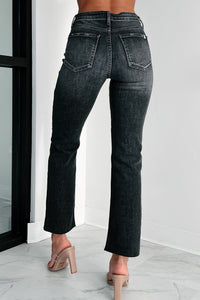 Anneith High Rise Sneak Peek Straight Leg Jeans (Grey) - NanaMacs