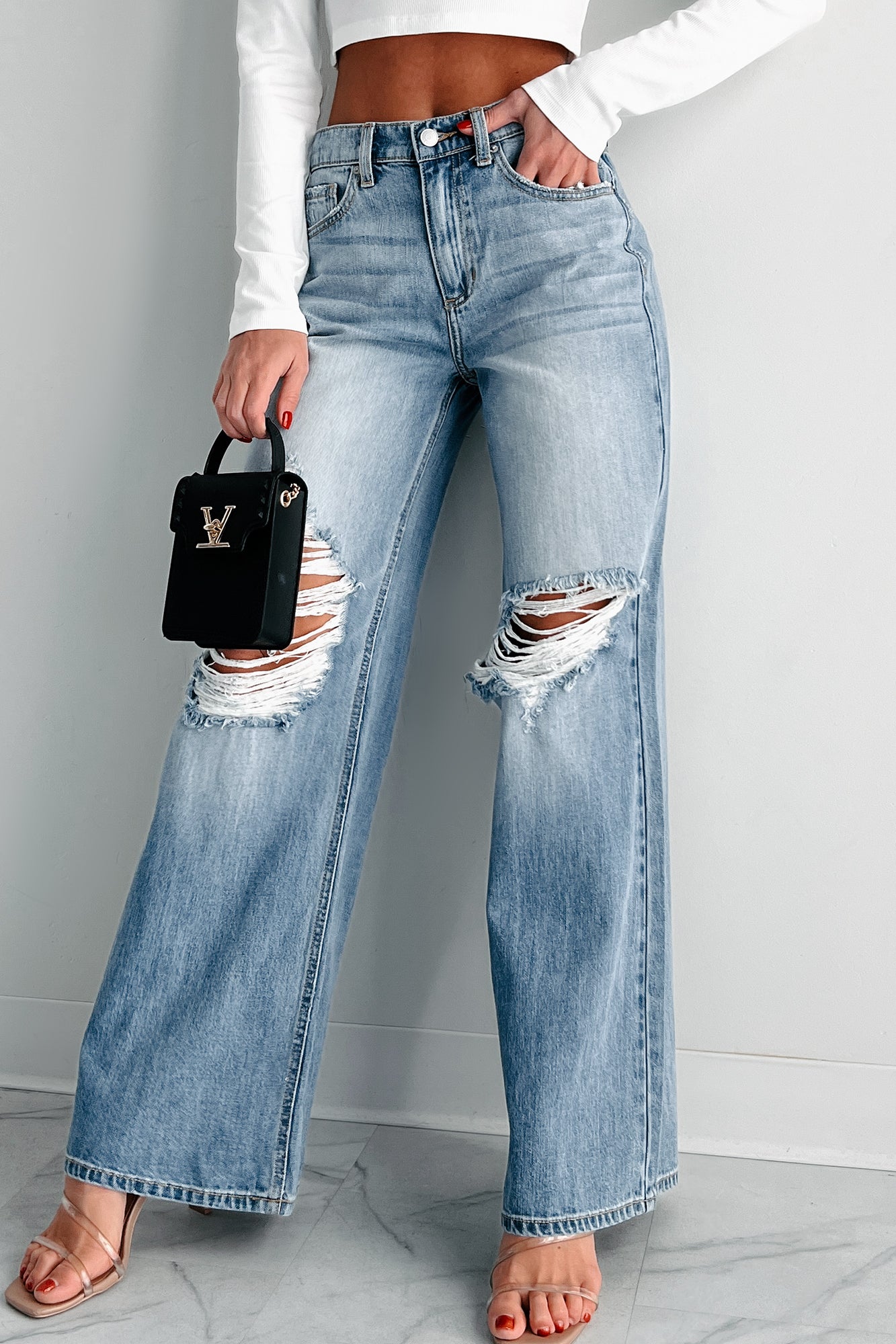 Making Comparisons High Rise Distressed Mom Jeans (Medium) · NanaMacs