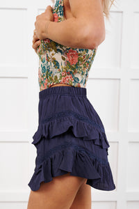 Star Guides High Rise Detailed Layered Shorts (Navy)