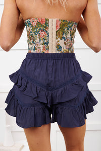 Star Guides High Rise Detailed Layered Shorts (Navy)