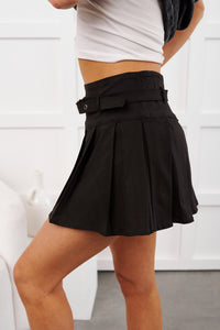 Influence & Inspire Pleated Belted Mini Skirt (Black) - NanaMacs