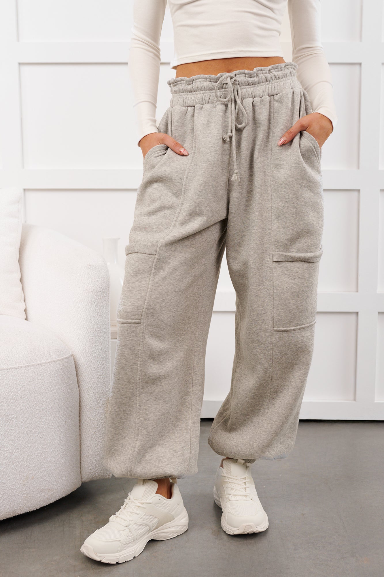 Snug Start Ruffle Waist Lounge Pants (Heather Grey)