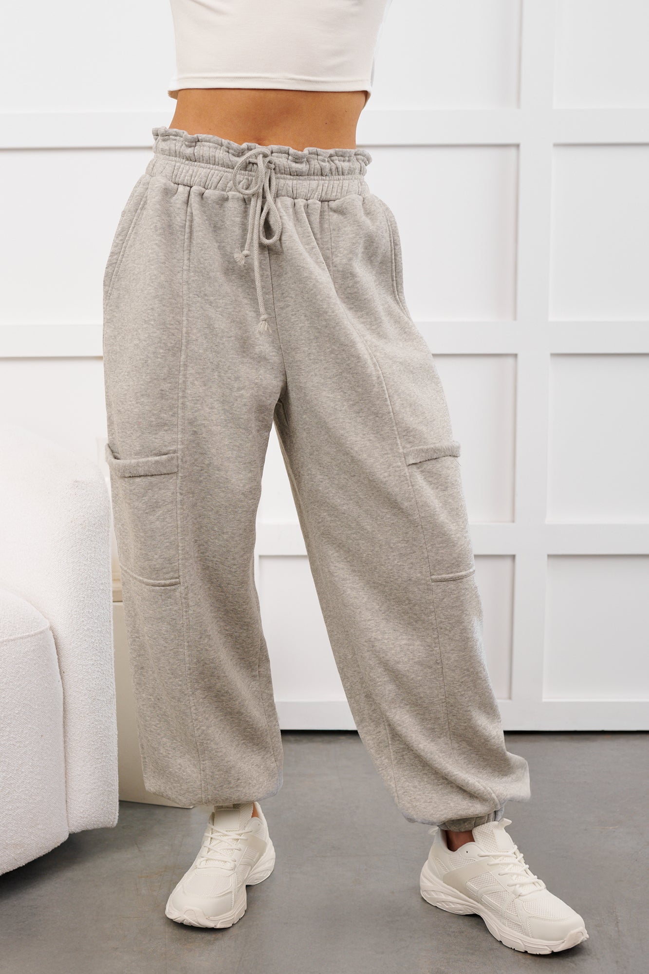 Snug Start Ruffle Waist Lounge Pants (Heather Grey)