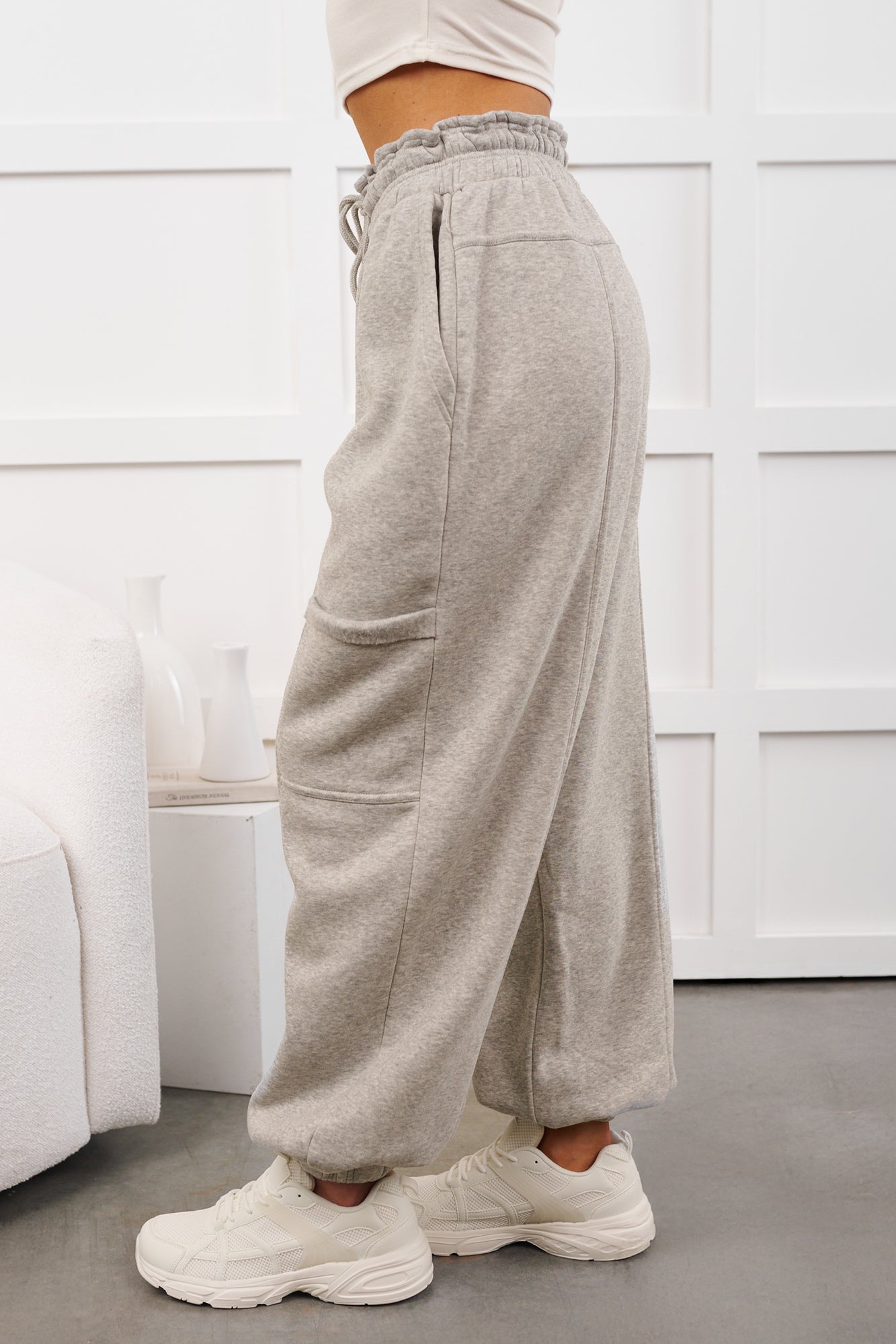 Snug Start Ruffle Waist Lounge Pants (Heather Grey)
