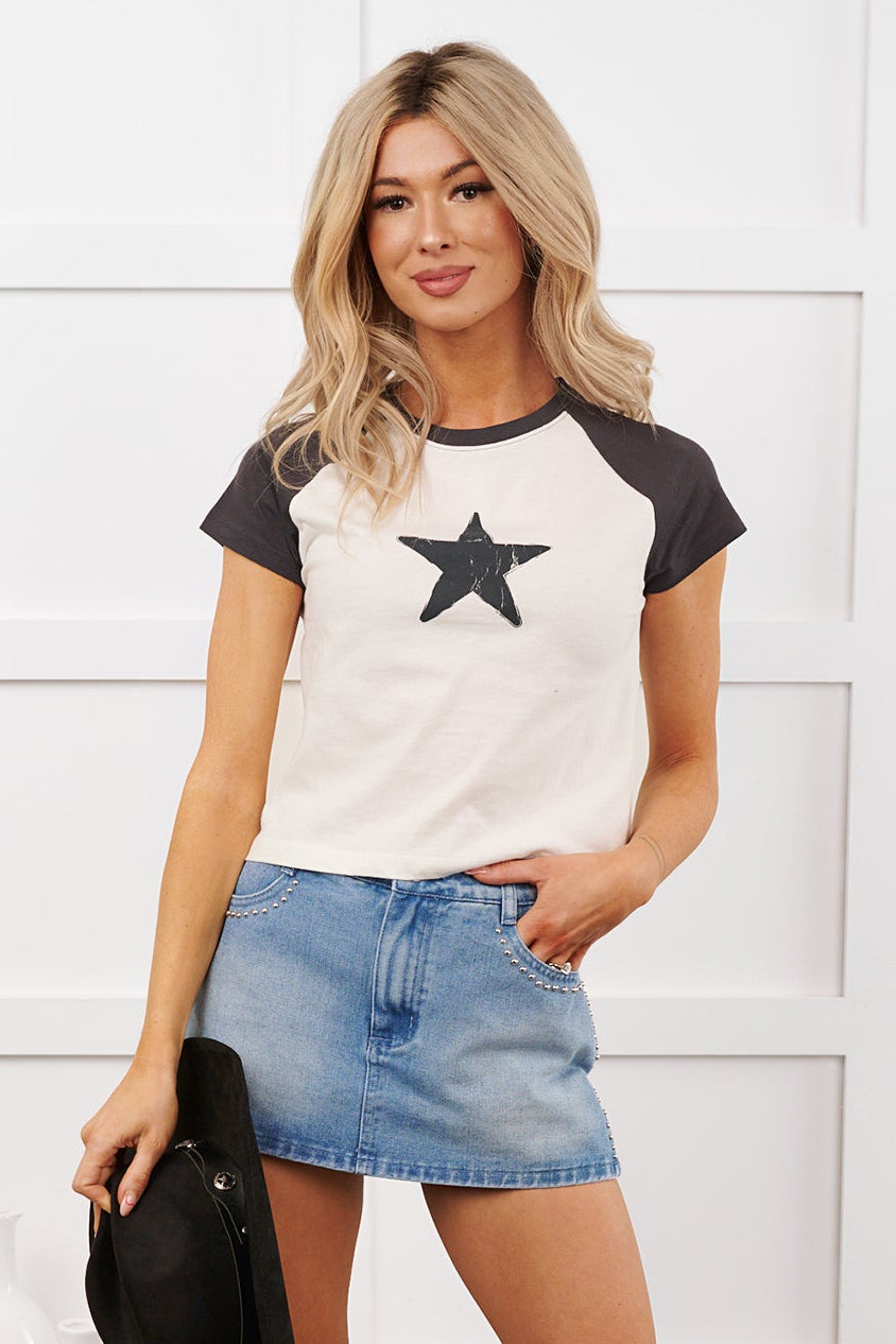 You're An All Star Graphic Raglan T-Shirt (Ivory/Charcoal) - NanaMacs