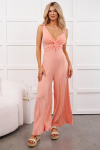 Sonoma Sway Twist-Front Jumpsuit (Dark Peach) - NanaMacs