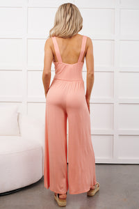 Sonoma Sway Twist-Front Jumpsuit (Dark Peach) - NanaMacs