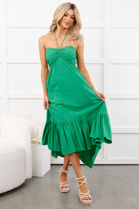 Chasing Daylight Ruffled Hem Midi Dress (Green) - NanaMacs