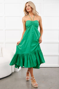 Chasing Daylight Ruffled Hem Midi Dress (Green) - NanaMacs
