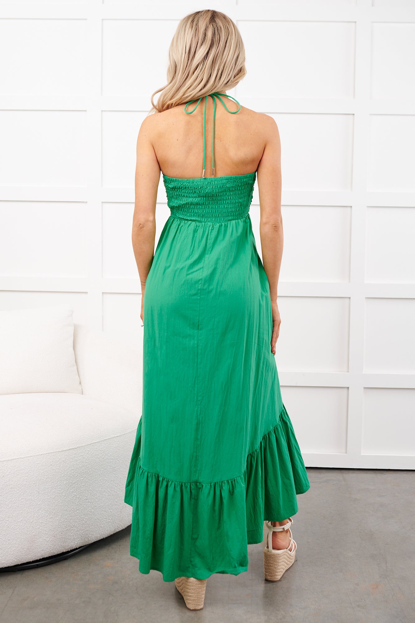 Chasing Daylight Ruffled Hem Midi Dress (Green) - NanaMacs