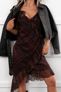 Lovely Things Sleeveless Plaid Midi Dress (Wine)