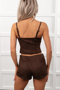 Joy In Journey Sleeveless Faux Suede Set (Brown) - NanaMacs
