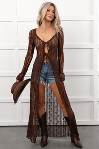 Boho Chic Behavior Lace Duster Cardigan (Brown) - NanaMacs