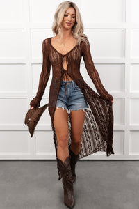 Boho Chic Behavior Lace Duster Cardigan (Brown) - NanaMacs