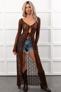 Boho Chic Behavior Lace Duster Cardigan (Brown) - NanaMacs
