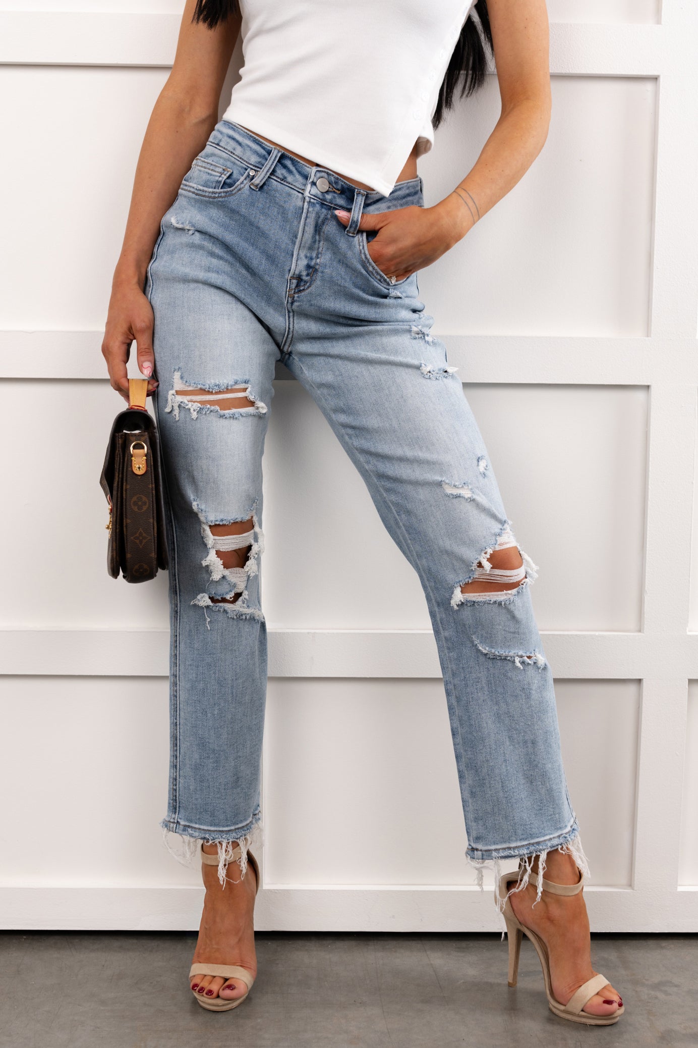 Lawrence Ripped Mica Denim Crop Jeans (Lunaria) - NanaMacs