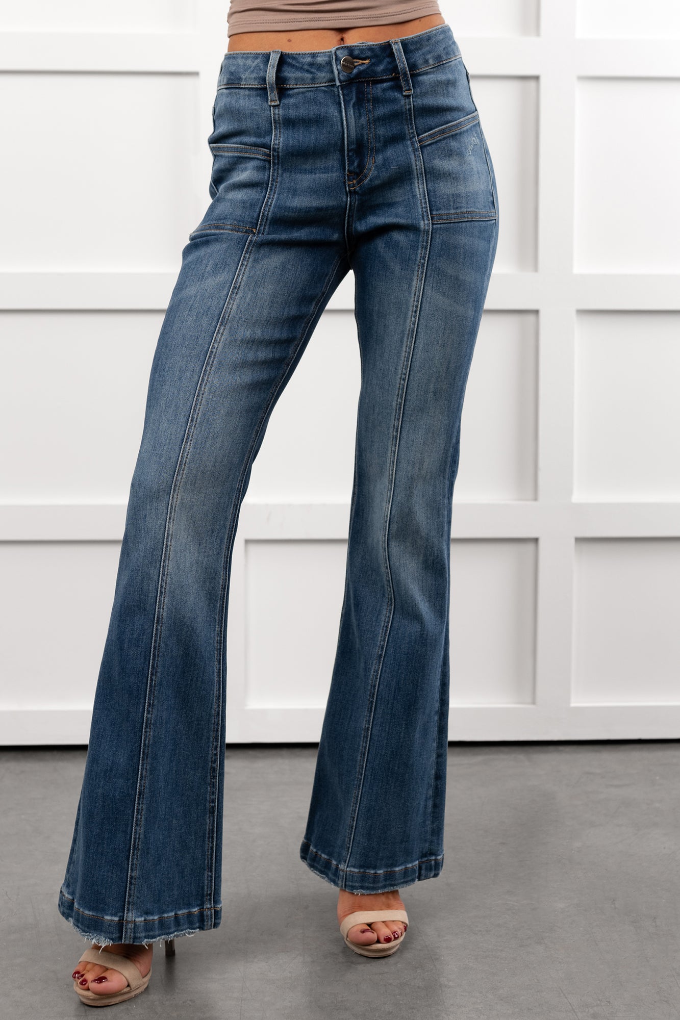 Henson High Rise Flare Mica Denim Jeans (Blue Stone) - NanaMacs