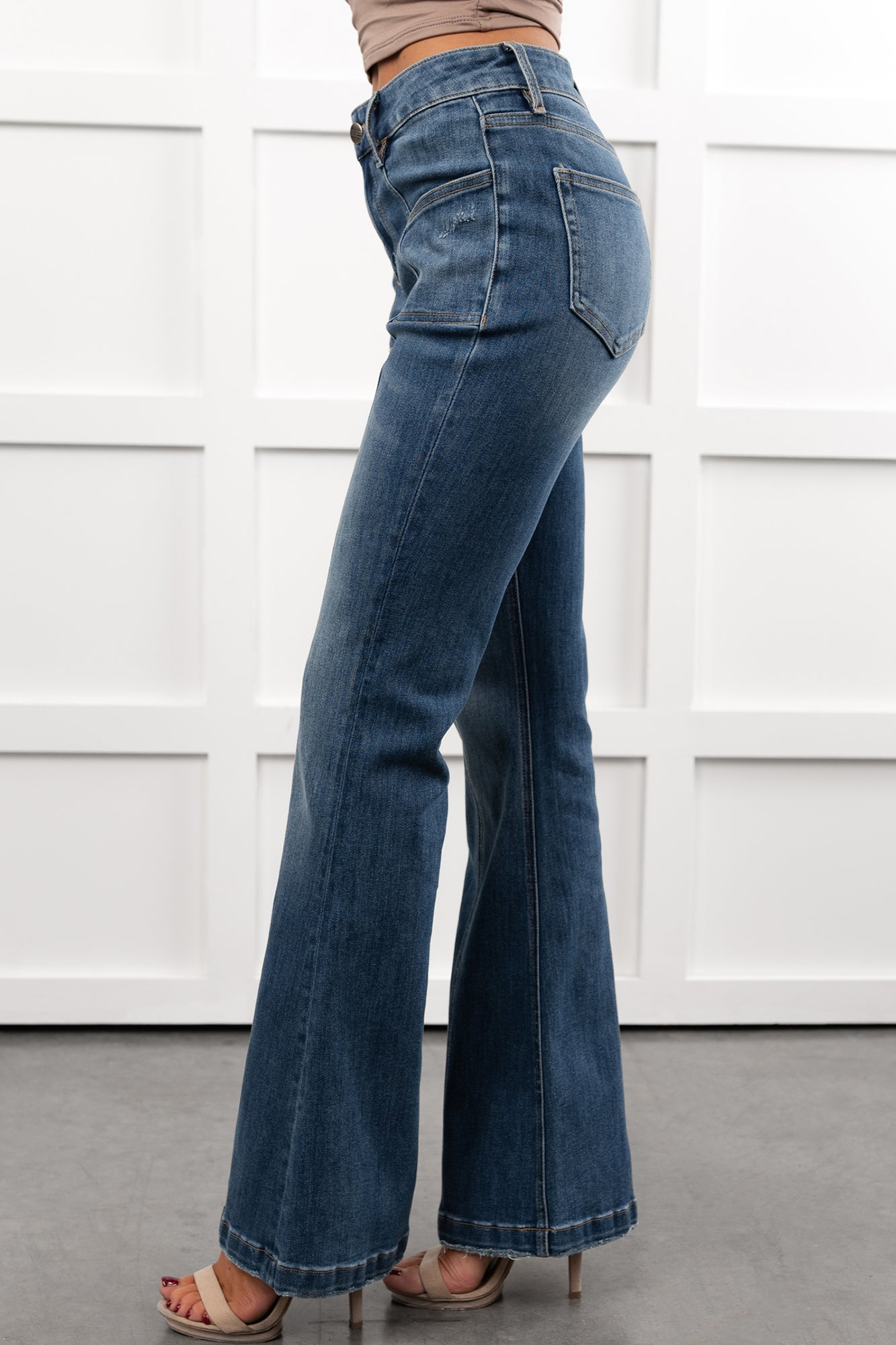 Henson High Rise Flare Mica Denim Jeans (Blue Stone) - NanaMacs