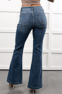 Henson High Rise Flare Mica Denim Jeans (Blue Stone) - NanaMacs