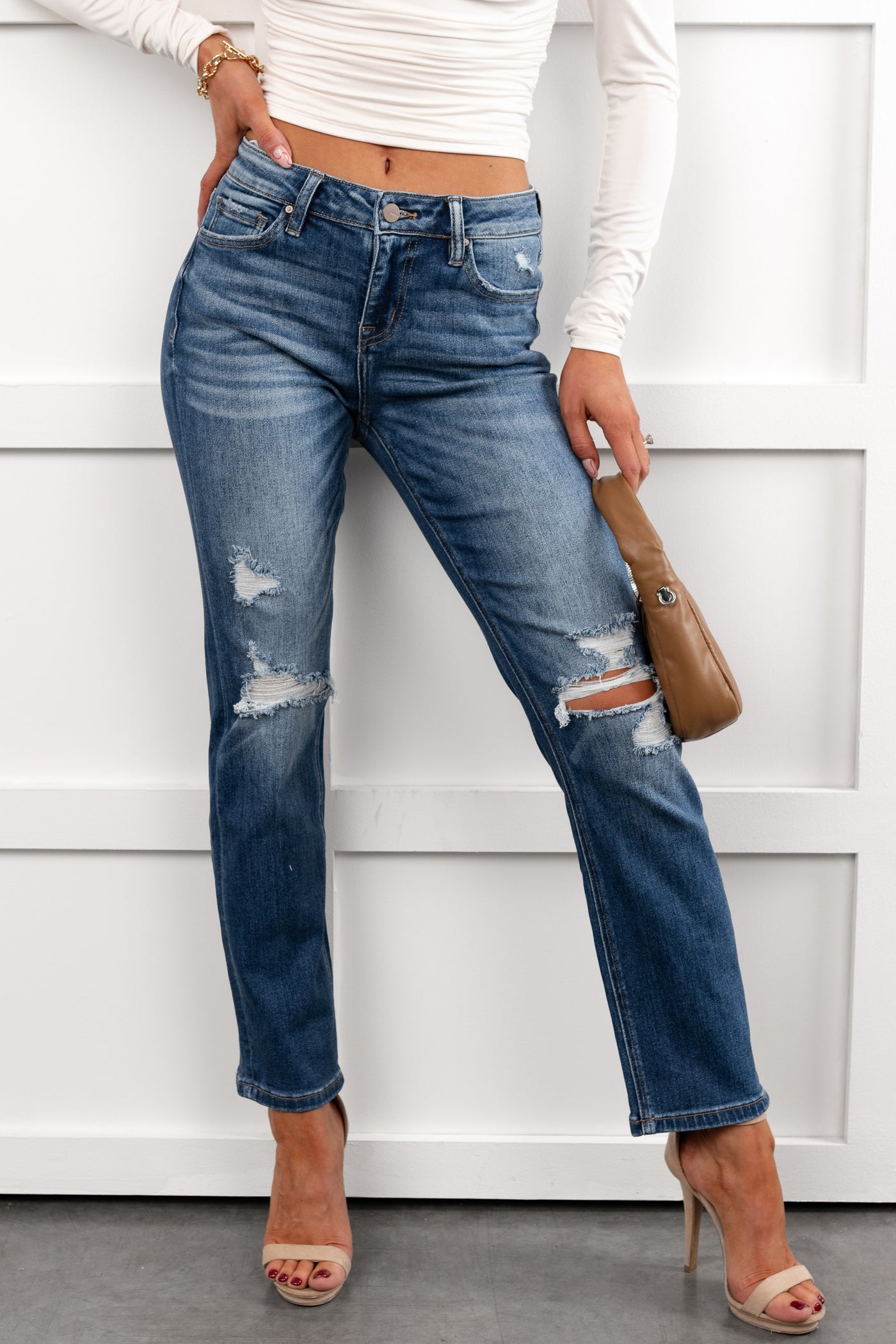 Santos Distressed Mica Denim Crop Jeans (Ethelmary) - NanaMacs