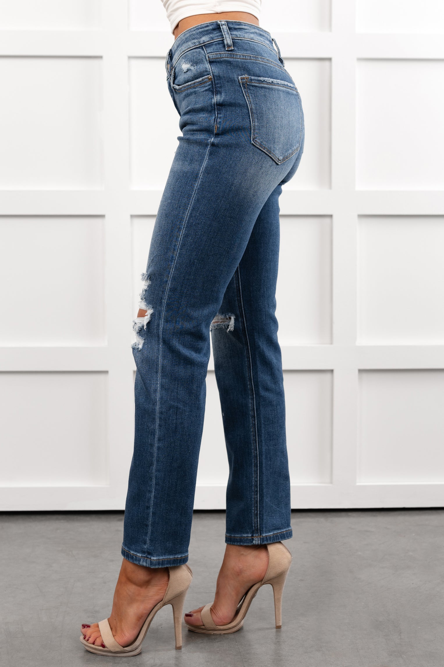 Santos Distressed Mica Denim Crop Jeans (Ethelmary) - NanaMacs