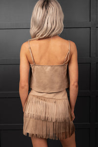 Prairie Princess Faux Suede Fringe Detail Set (Taupe) - NanaMacs