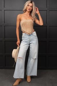Vivienne Wide Leg Ripped Hidden Jeans (Light) - NanaMacs