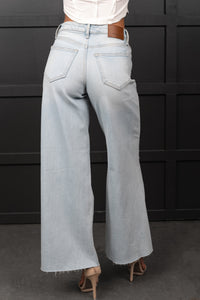 Vivienne Wide Leg Ripped Hidden Jeans (Light) - NanaMacs