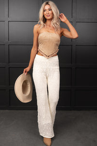 Barn Dance Nights Faux Suede Bandana Top (Beige) - NanaMacs