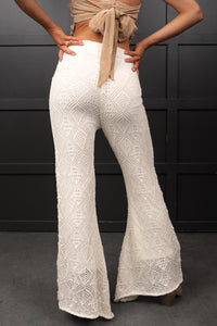 Effortless Comfort Crochet Flare Pants (Off White) - NanaMacs