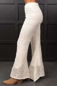 Effortless Comfort Crochet Flare Pants (Off White) - NanaMacs