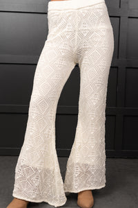 Effortless Comfort Crochet Flare Pants (Off White) - NanaMacs