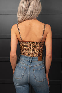 Feline Fanatic Leopard Mesh Bodysuit (Tan/Brown) - NanaMacs