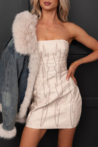 Rodeo Gal Western Embroidered Mini Dress (Cream) - NanaMacs