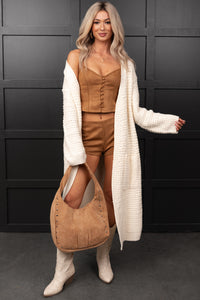 Joy In Journey Sleeveless Faux Suede Set (Camel) - NanaMacs