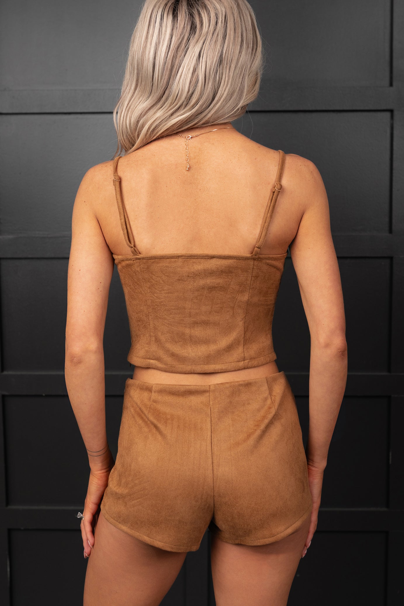 Joy In Journey Sleeveless Faux Suede Set (Camel) - NanaMacs