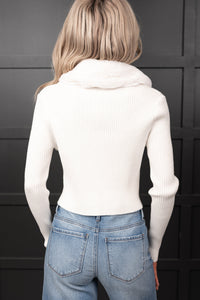 Glitz Happens Detachable Fur Collar Top (Ivory)