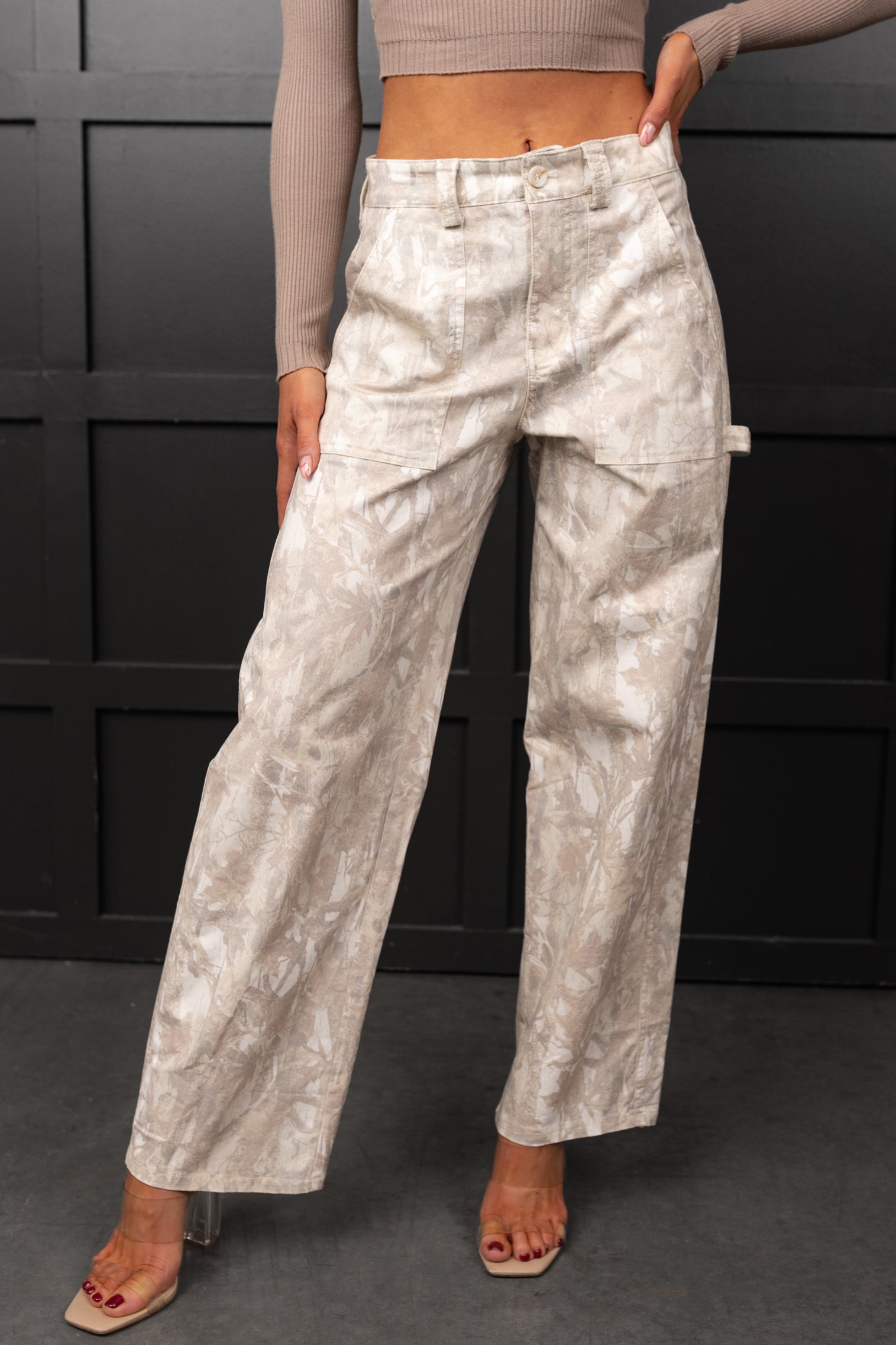 True Authority High Rise Wide Leg Pants (Camo) - NanaMacs