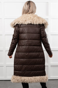 Fashioned Right Faux Fur Trim Puffer Coat (Coffee) - NanaMacs